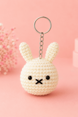Bunny Bliss Crochet Keychain